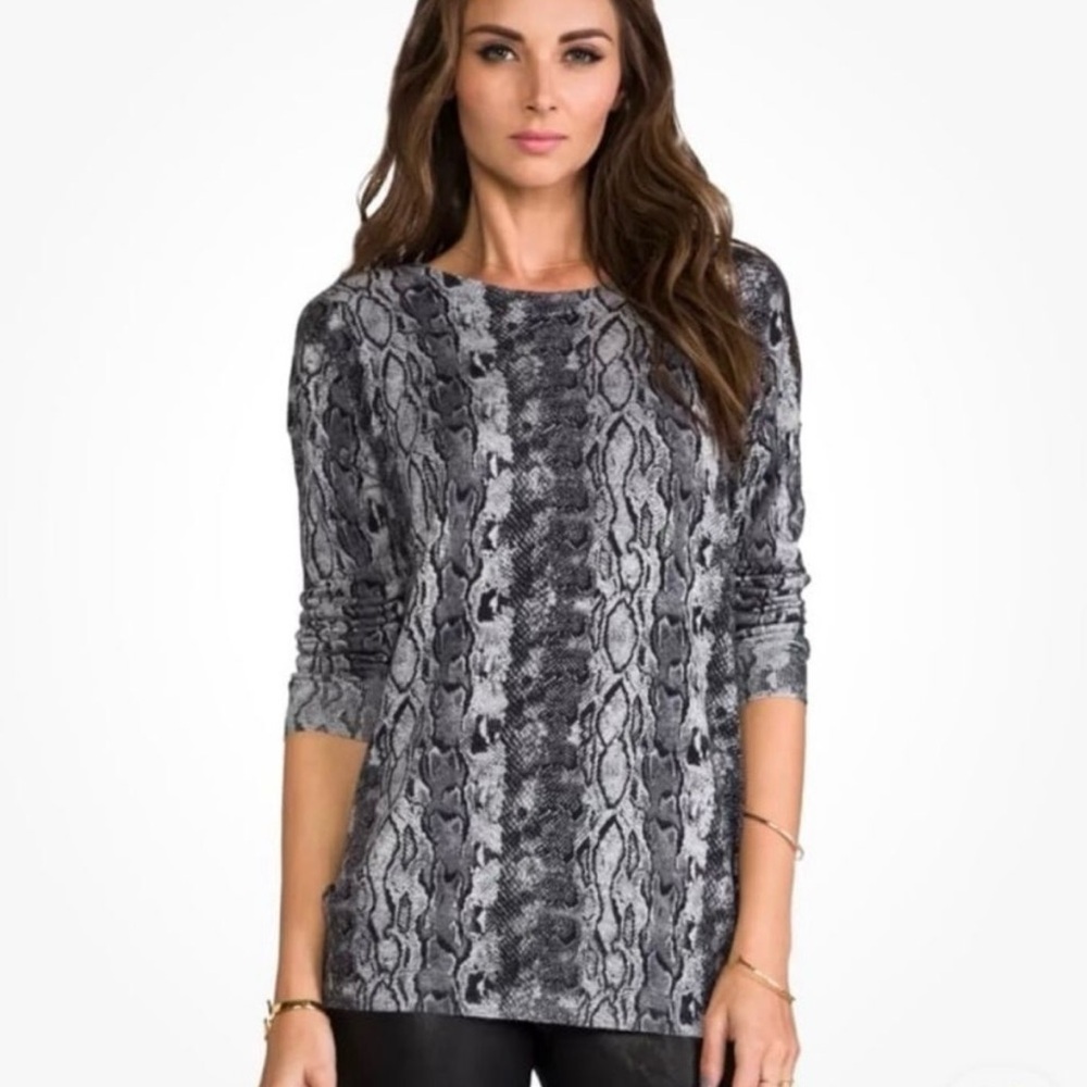 Joie Cienna python wool cashmere blend animal print sweater, size M snakeskin
